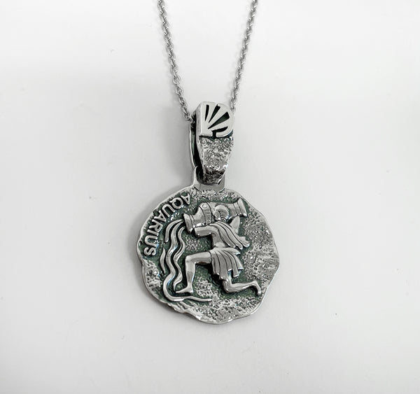 Sagittarius Zodiac Necklace for Men - Oxidised Sterling Silver