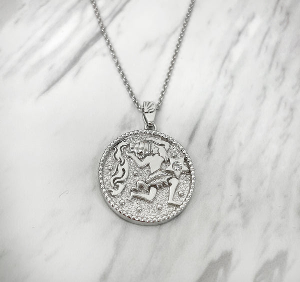 Aquarius Zodiac Necklace for Women with CZ stone - Sterling Silver