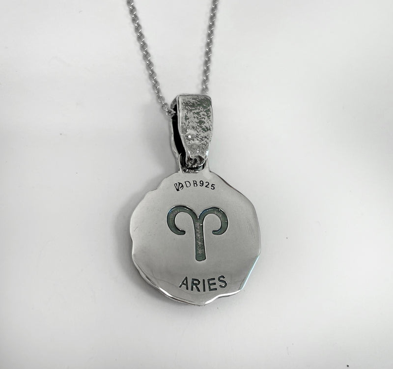 Aries Zodiac Necklace for Men - Oxidised Sterling Silver