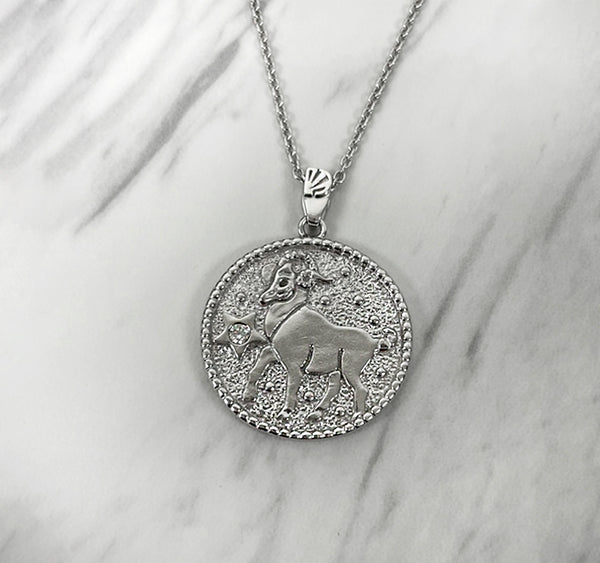 Aries Zodiac Necklace for Women with CZ stone - Sterling Silver