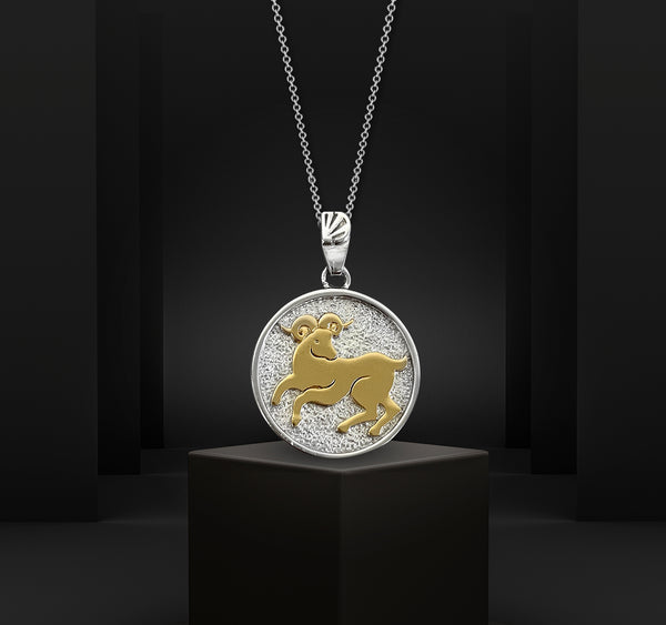 Aries Zodiac Necklace for Women - 14K Gold Vermeil, Two Tone