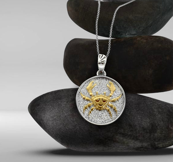 Cancer Zodiac Necklace for Women - 14K Gold Vermeil, Two Tone