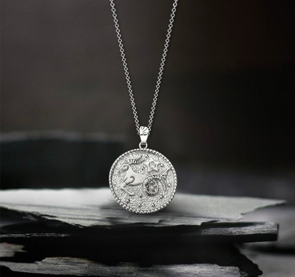 Capricorn Zodiac Necklace for Women with CZ stone - Sterling Silver