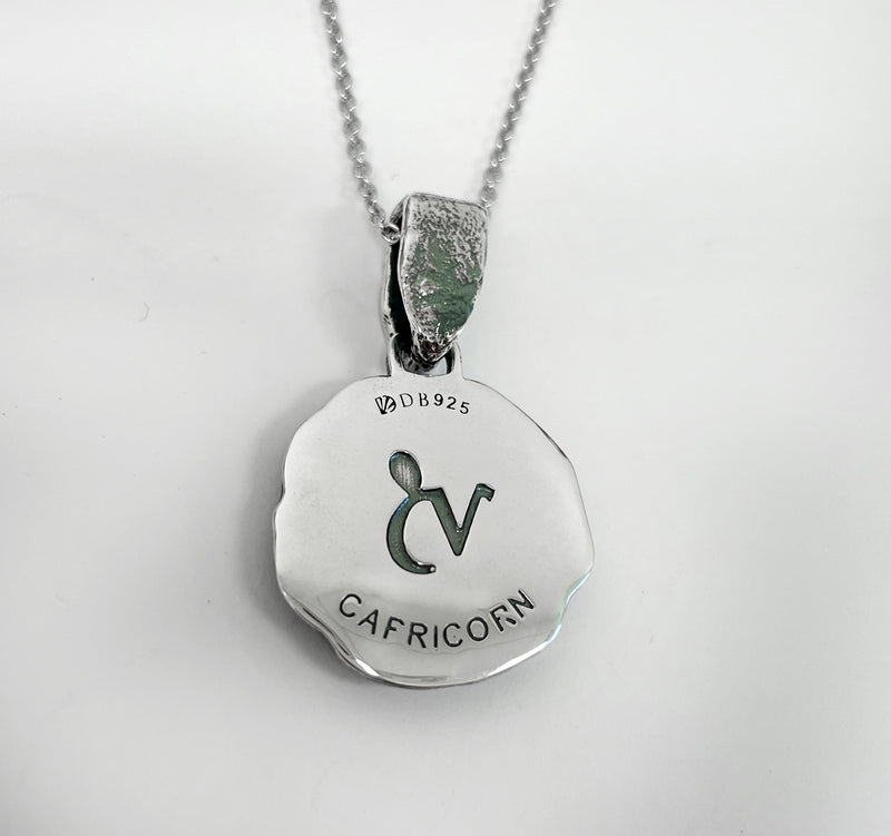 Capricorn  Zodiac Necklace for Men - Oxidised Sterling Silver