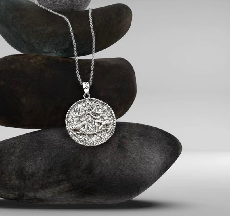 Gemini Zodiac Necklace for Women with CZ stone - Sterling Silver