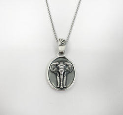 Elephant Necklace - Oxidised Sterling Silver