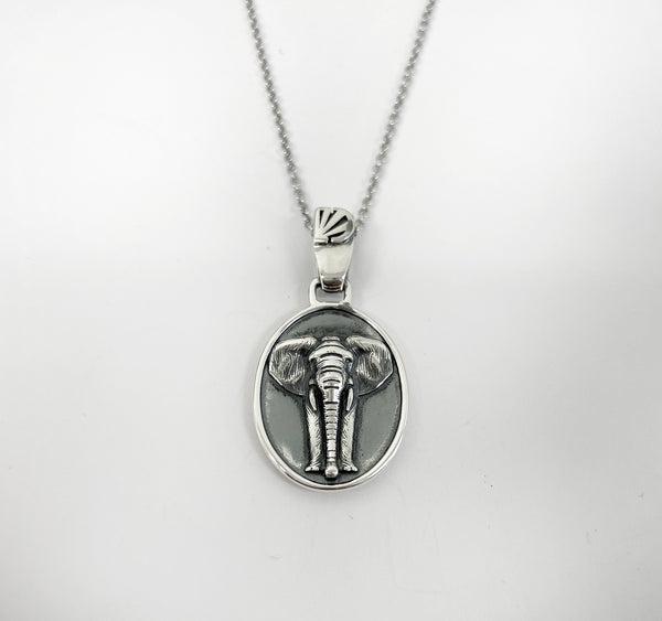 Elephant Necklace - Oxidised Sterling Silver