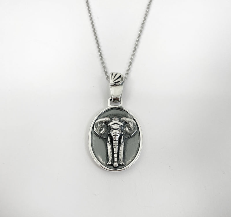 Elephant Necklace - Oxidised Sterling Silver