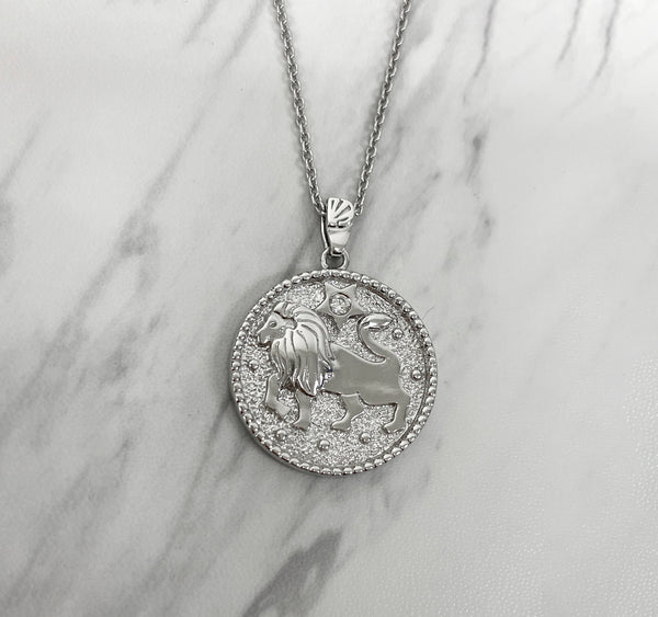 Leo Zodiac Necklace for Women with CZ stone - Sterling Silver