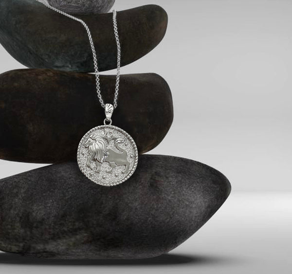 Leo Zodiac Necklace for Women with CZ stone - Sterling Silver