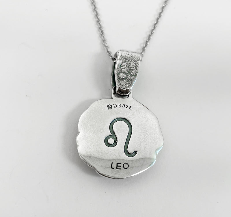 Leo Zodiac Necklace for Men - Oxidised Sterling Silver