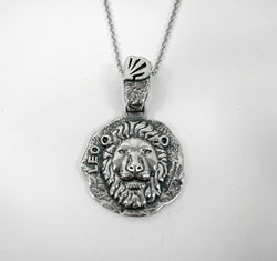 Leo Zodiac Necklace for Men - Oxidised Sterling Silver