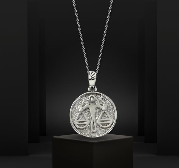 Libra Zodiac Necklace for Women - Sterling Silver