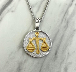 Libra Zodiac Necklace for Women - 14K Gold Vermeil, Two Tone