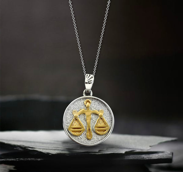 Libra Zodiac Necklace for Women - 14K Gold Vermeil, Two Tone