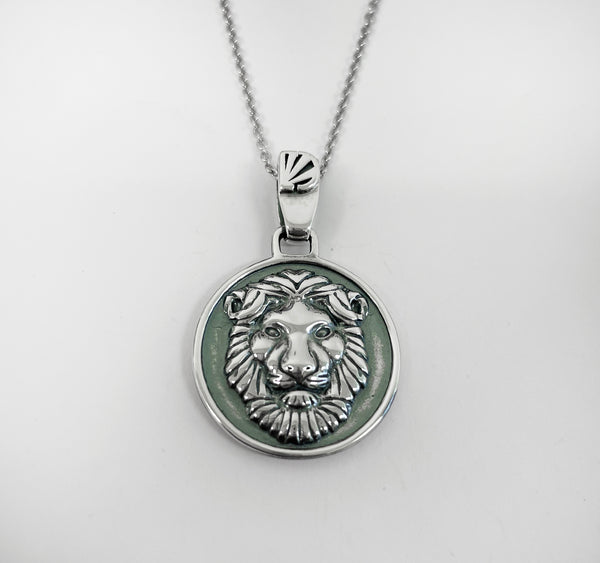 Lion Necklace - Oxidised Sterling Silver