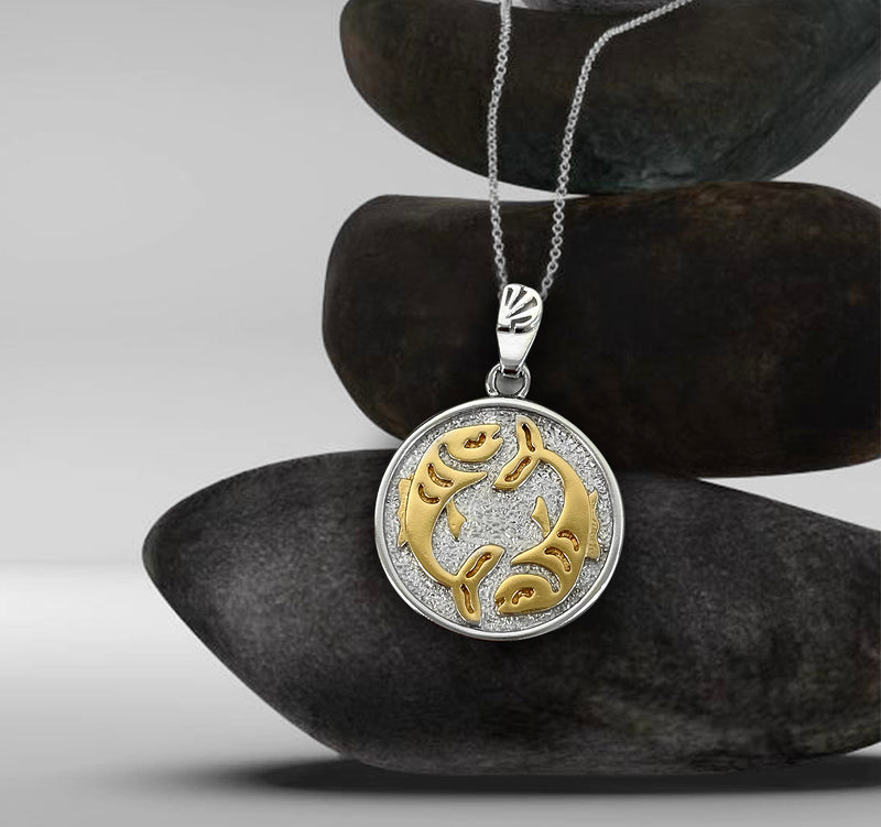 Pisces Zodiac Necklace for Women - 14K Gold Vermeil, Two Tone