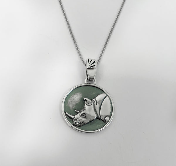 Rhino Necklace - Oxidised Sterling Silver