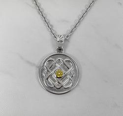 Celtic necklace with yellow CZ stone - Sterling Silver