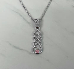 Celtic necklace with pink CZ stone - Sterling Silver