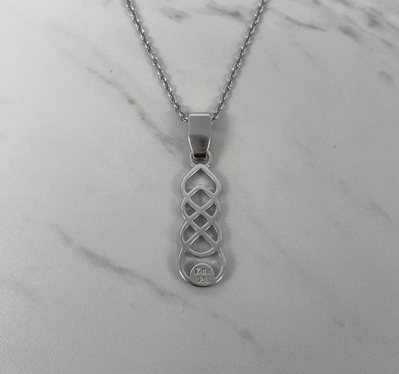 Celtic necklace with pink CZ stone - Sterling Silver