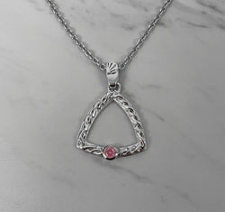 Celtic necklace with pink CZ stone - Sterling Silver