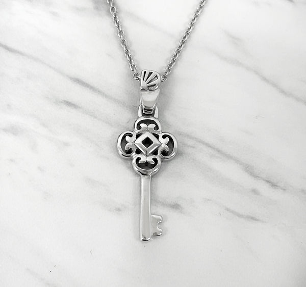 Sterling Silver Key Charm necklace