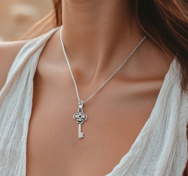 Sterling Silver Key Charm necklace