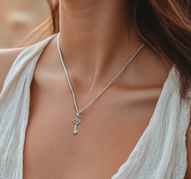 Sterling Silver Key Charm necklace