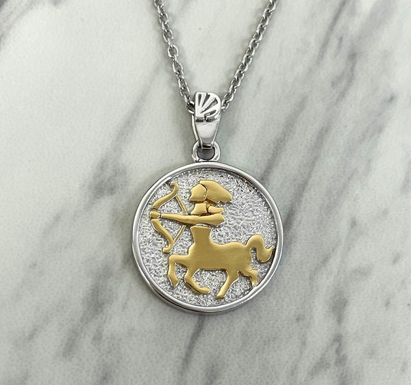 Sagittarius Zodiac Necklace for Women - 14K Gold Vermeil, Two Tone