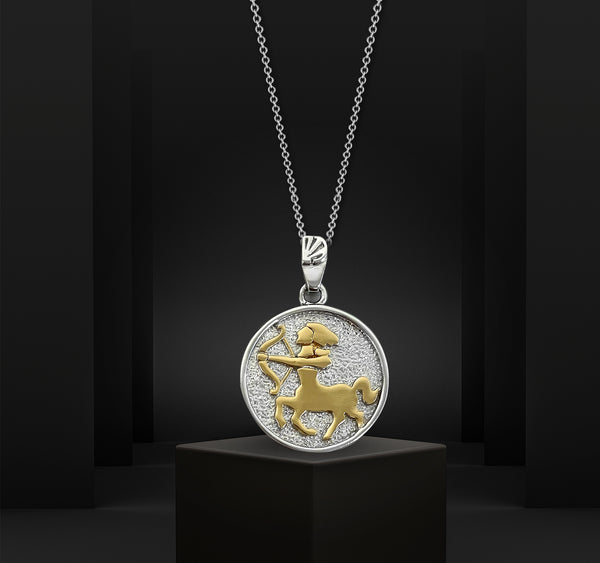 Sagittarius Zodiac Necklace for Women - 14K Gold Vermeil, Two Tone