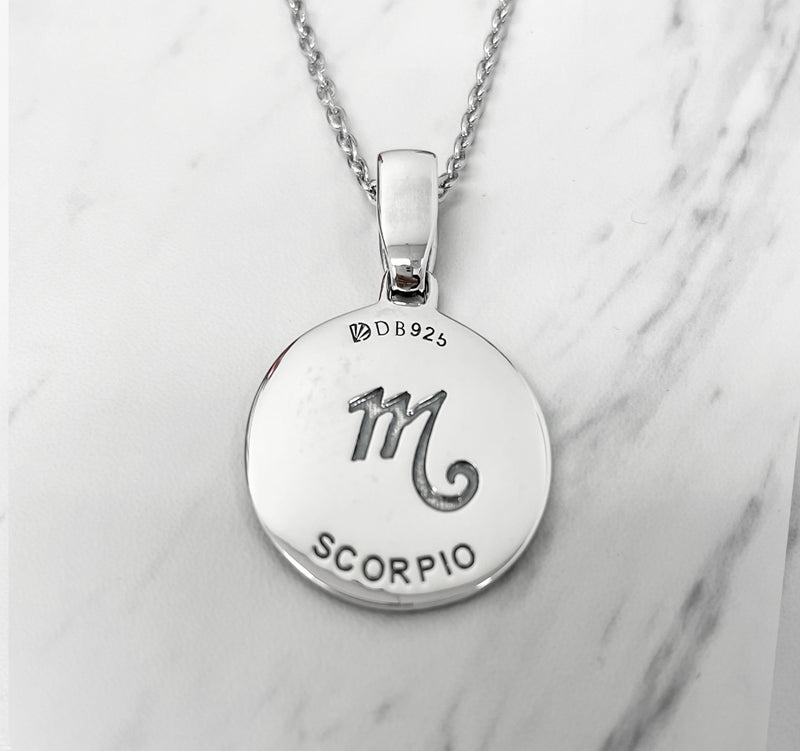 Scorpio Zodiac Necklace for Men - Oxidised Sterling Silver