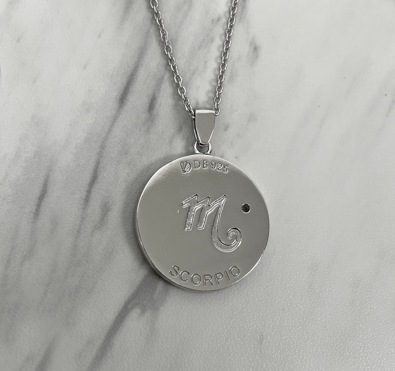 Scorpio Zodiac Necklace for Women with CZ stone - Sterling Silver