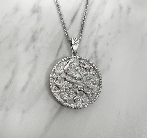 Scorpio Zodiac Necklace for Women with CZ stone - Sterling Silver