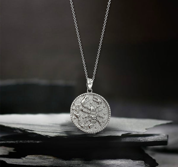 Scorpio Zodiac Necklace for Women with CZ stone - Sterling Silver