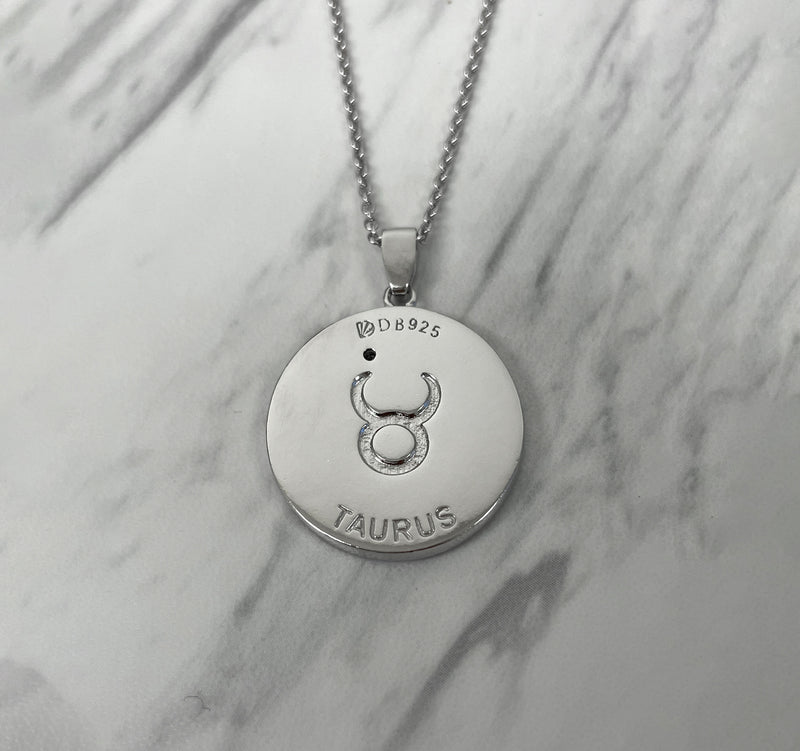 Taurus Zodiac Necklace for Women with CZ stone - Sterling Silver