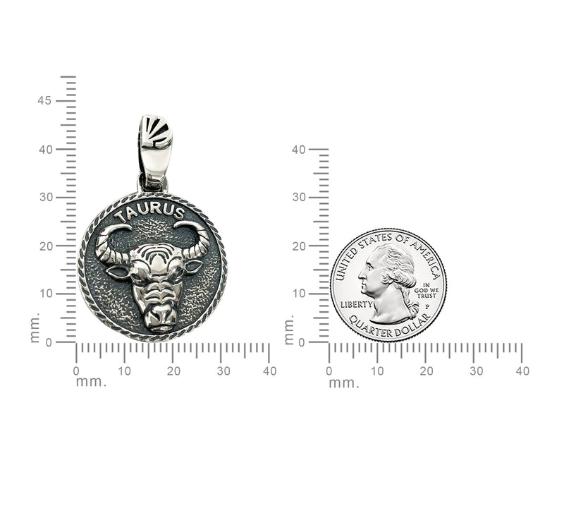 Taurus Zodiac Necklace for Men - Oxidised Sterling Silver