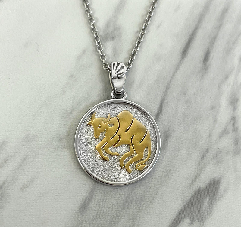 Taurus Zodiac Necklace for Women - 14K Gold Vermeil, Two Tone