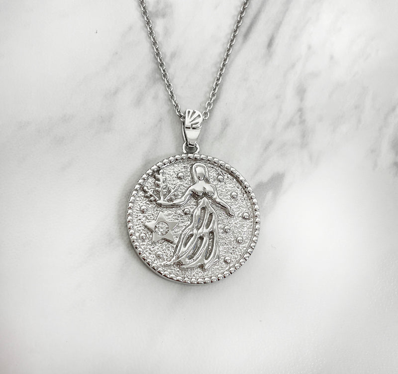 Virgo Zodiac Necklace for Women with CZ stone - Sterling Silver