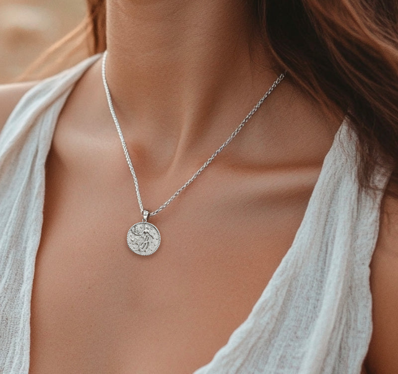 Virgo Zodiac Necklace for Women with CZ stone - Sterling Silver