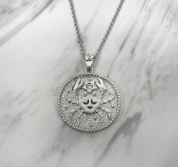 Cancer Zodiac Necklace for Women with CZ stone - Sterling Silver