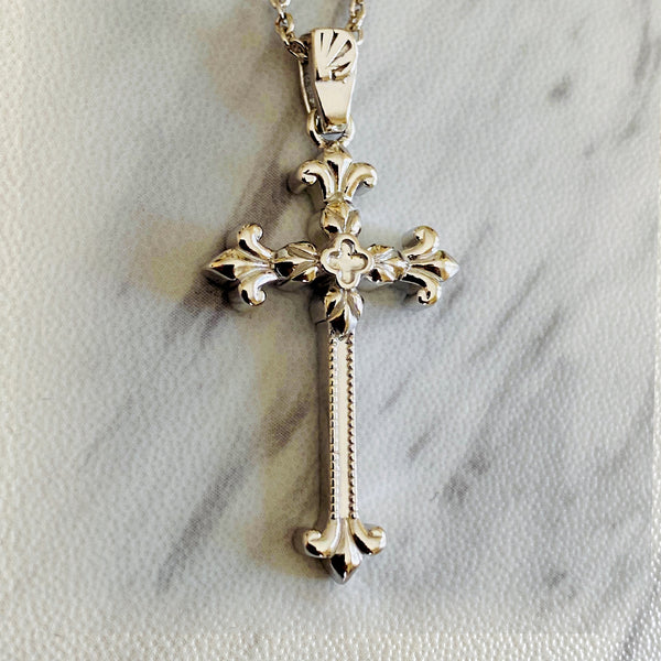 Sterling Silver Shadow Box Necklace with Bronze Cross
