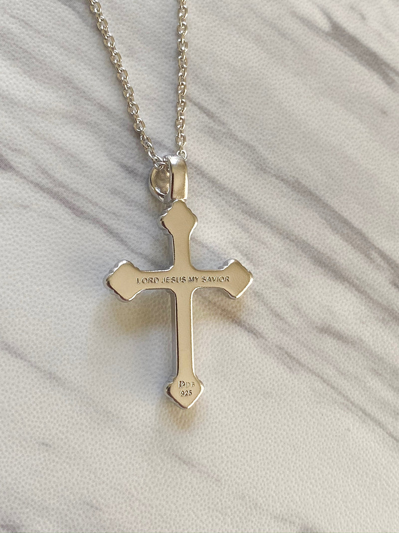 Sterling Silver Slim Gothic Cross Necklace – Divine Box